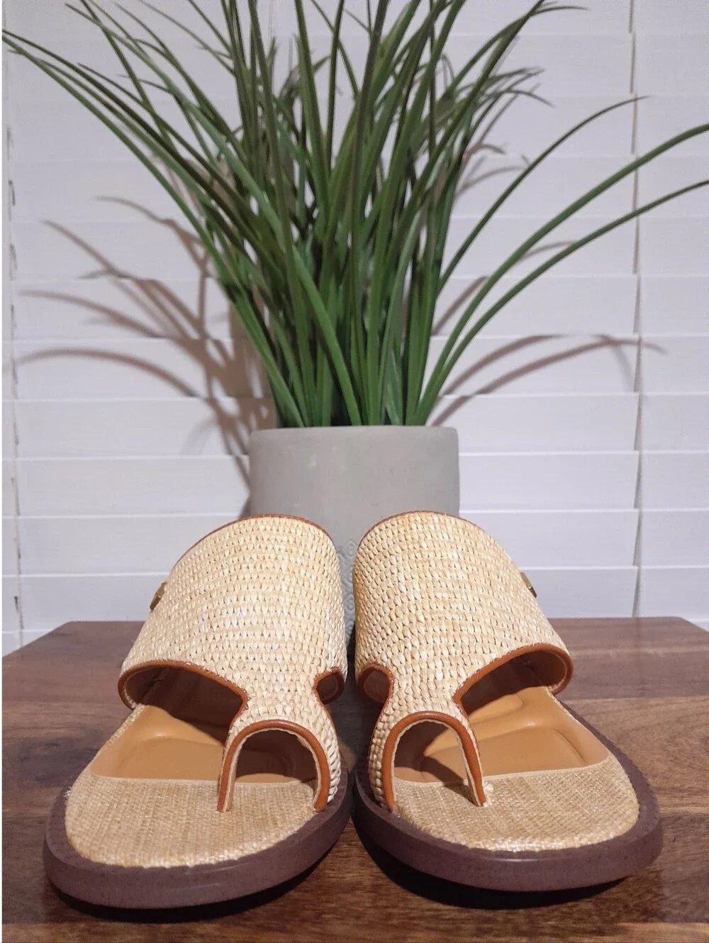 Franco Sarto Sia 2 Natural Material Block Heel Summer Coastal Beachy Sandals 9M